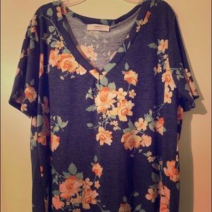 Navy blue shirt with flowers